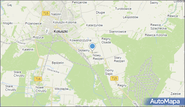 mapa Nowy Redzeń, Nowy Redzeń na mapie Targeo